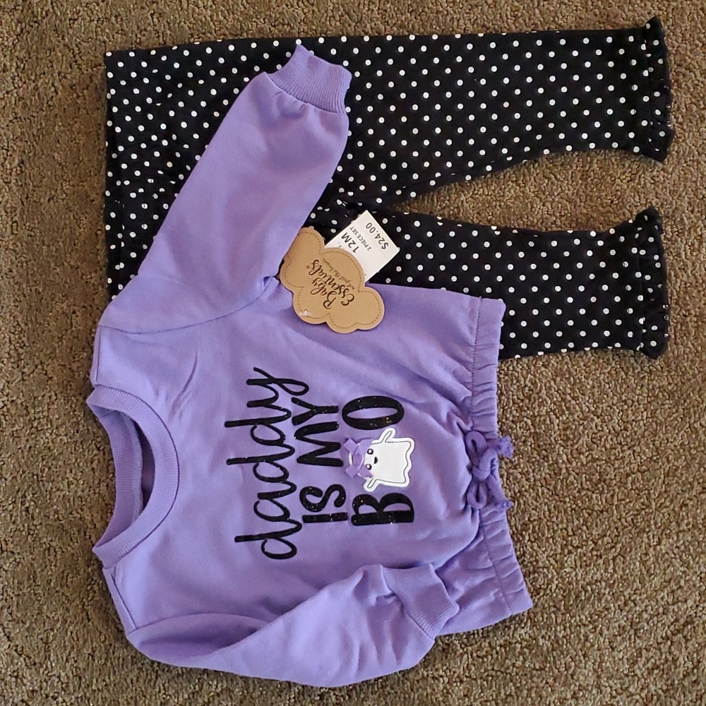 Baby Essentials Girls "Daddy Is My Boo" Halloween Outfit Size 12 mo 18 mo NWT